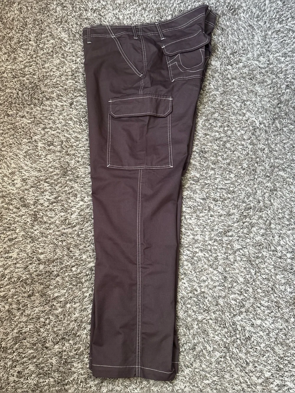 True Religion Men's Brown Cargo Pants with Contrast Stitching